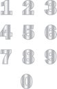 vector set of decorative numbers from one to zero with a silver gradient Royalty Free Stock Photo